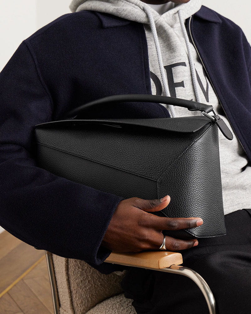 Large Form-Panel Leather Handbag