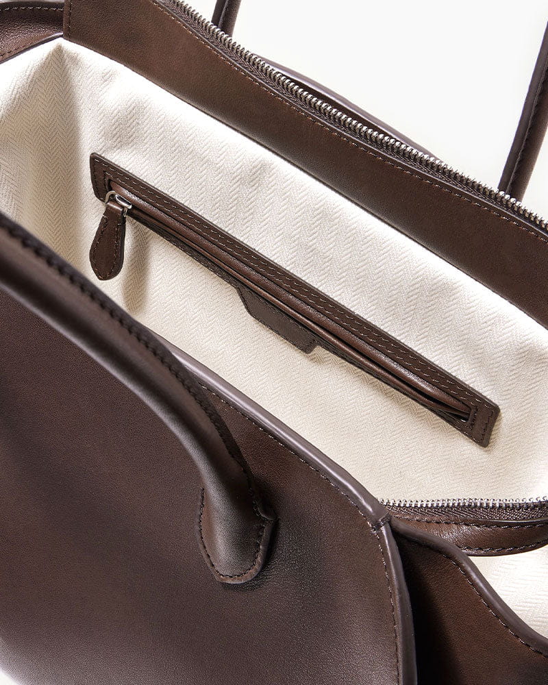 Brown Pure Line Leather Tote