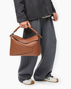 Large Form-Panel Leather Handbag