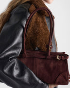 Elegant Rectangular Suede Tote with Zipper Closure