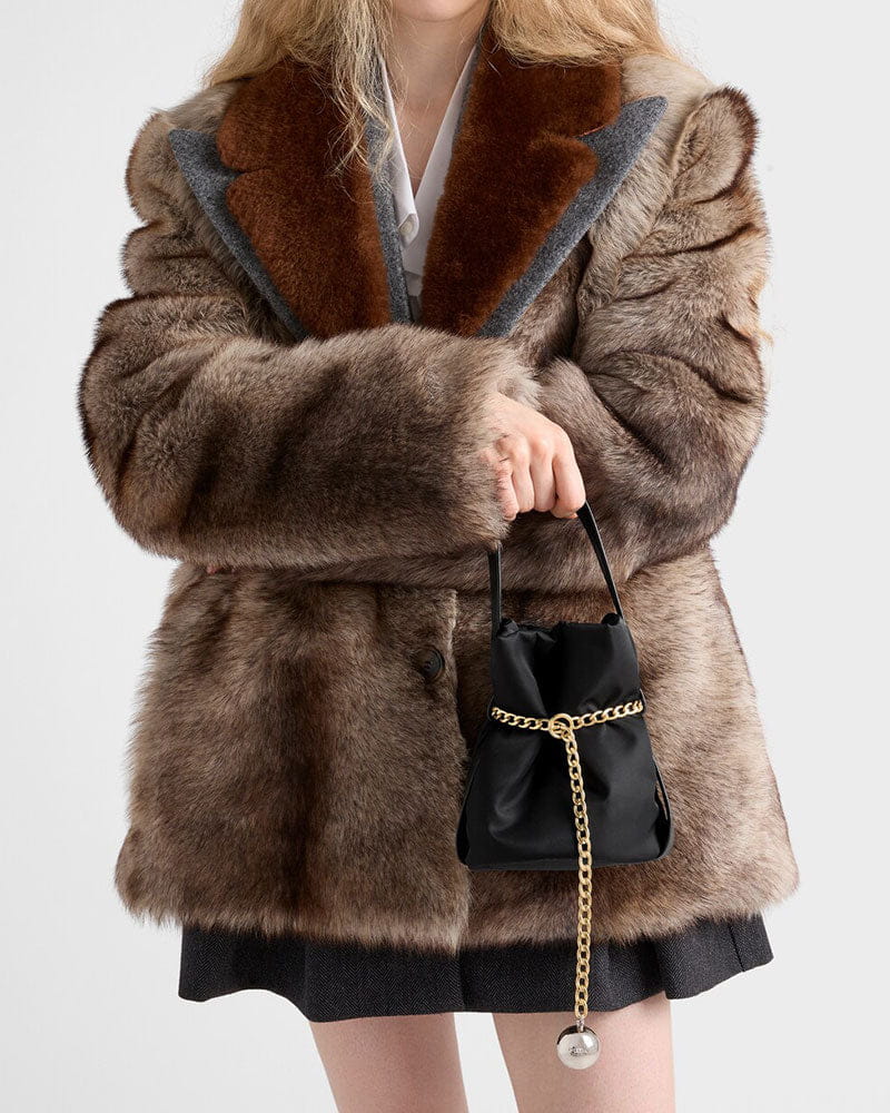 Mini Re-Nylon and Nappa Leather Bucket Bag