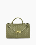 Women's Woven Leather Quilted Top Handle Bag