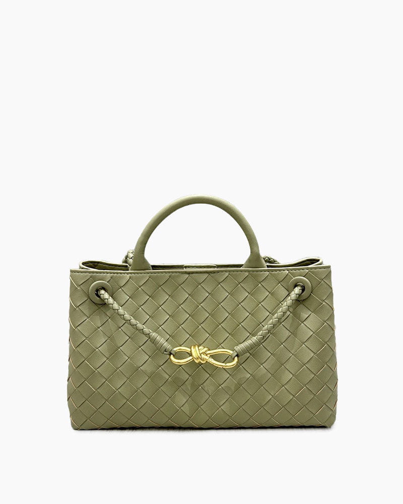 Women's Woven Leather Quilted Top Handle Bag