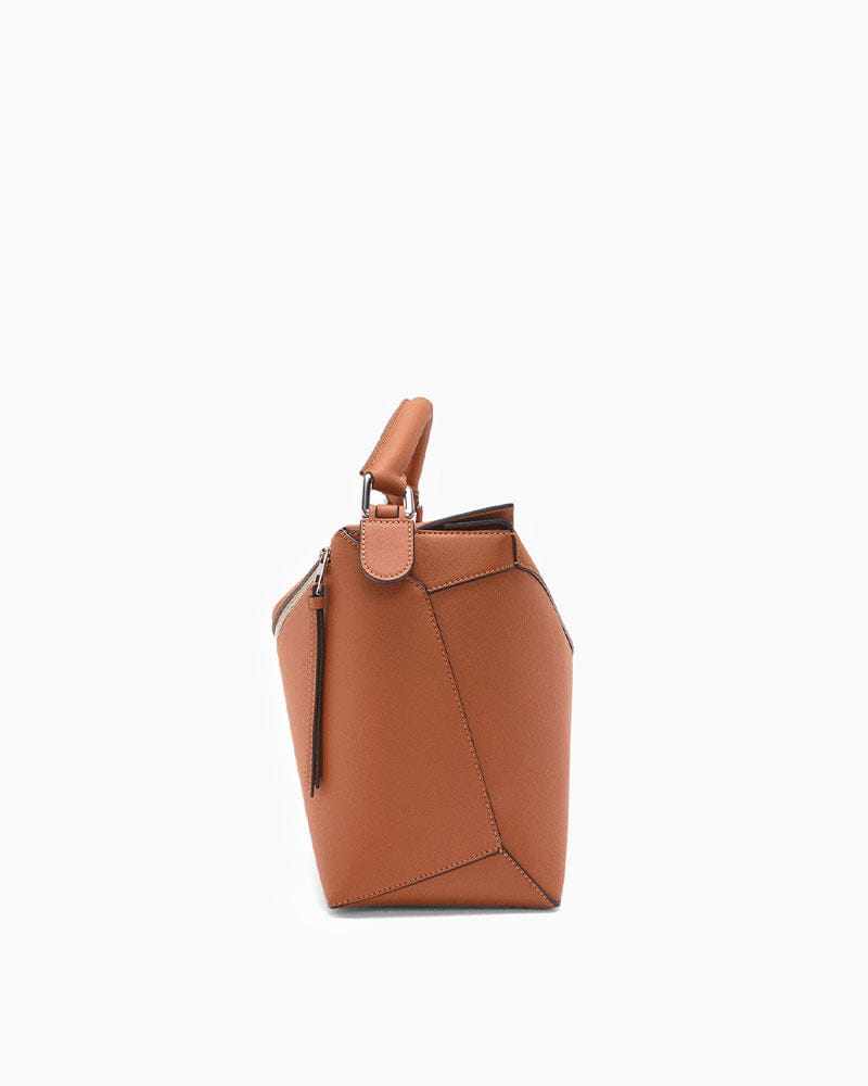 Large Form-Panel Leather Handbag