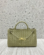 Women's Woven Leather Quilted Top Handle Bag