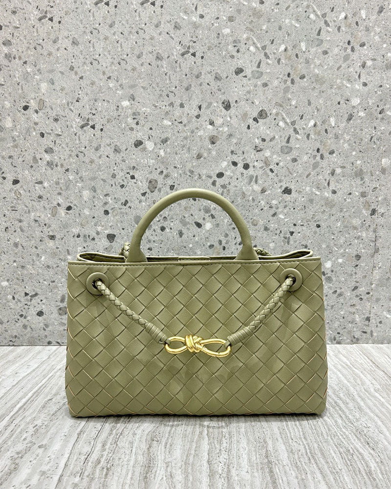 Women's Woven Leather Quilted Top Handle Bag