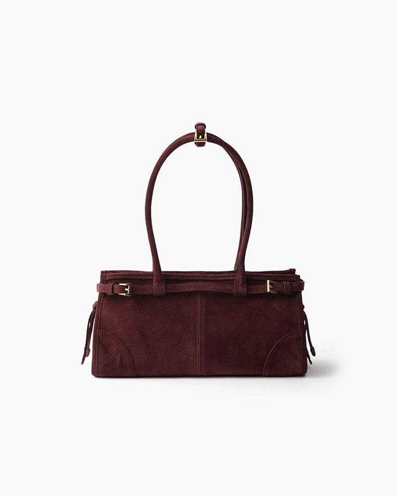 Elegant Rectangular Suede Tote with Zipper Closure