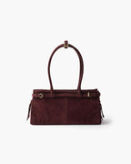 Elegant Rectangular Suede Tote with Zipper Closure