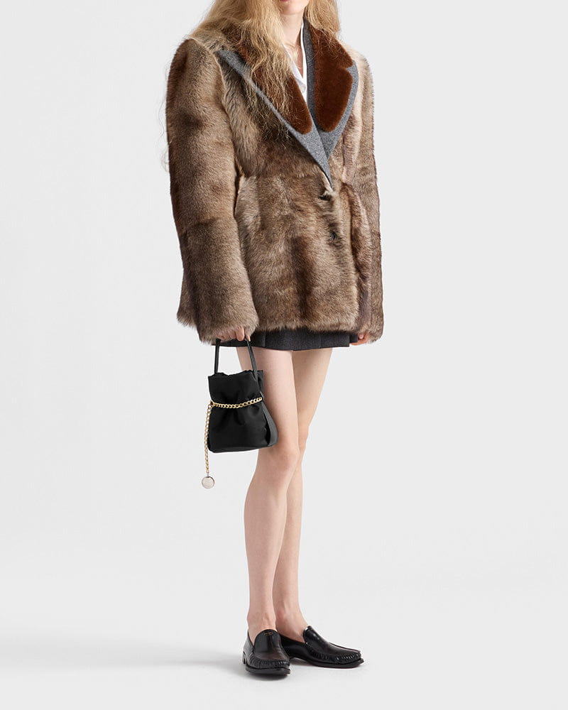 Mini Re-Nylon and Nappa Leather Bucket Bag