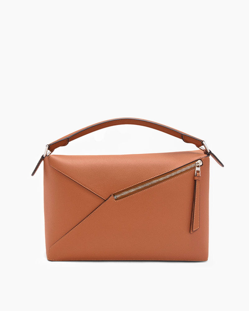 Large Form-Panel Leather Handbag