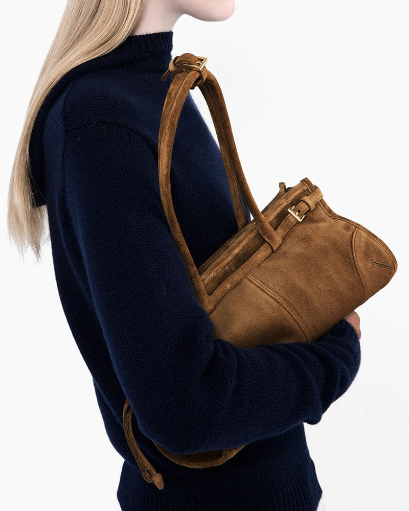 Elegant Rectangular Suede Tote with Zipper Closure