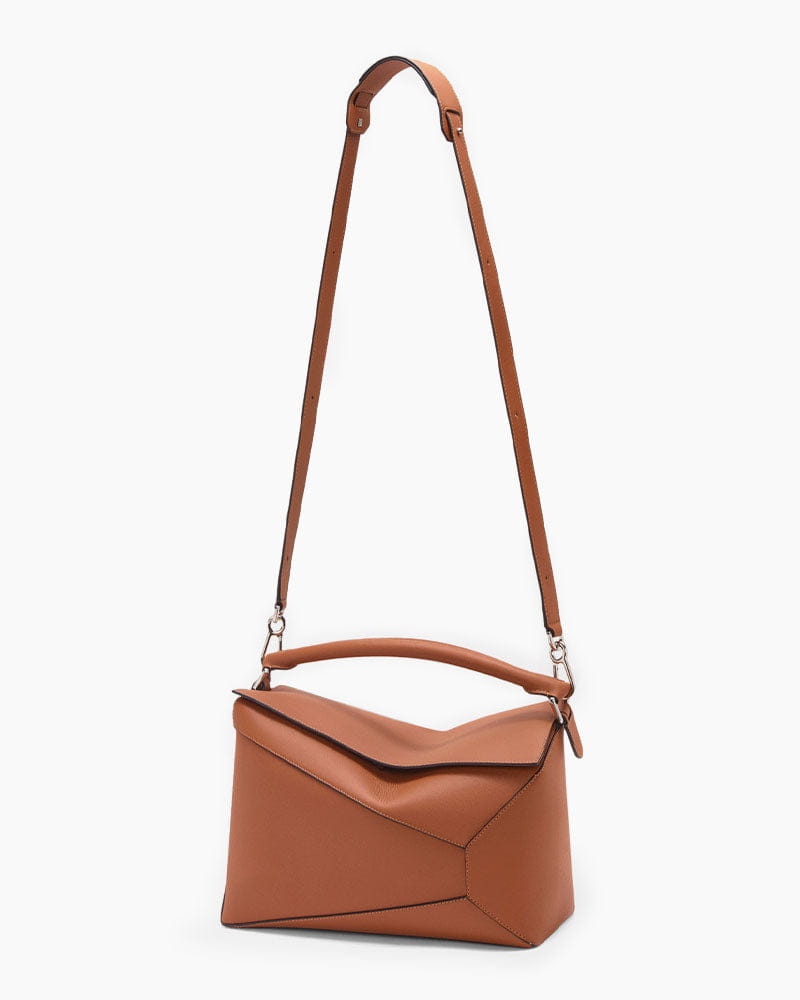 Large Form-Panel Leather Handbag