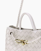 Women's Woven Leather Quilted Top Handle Bag