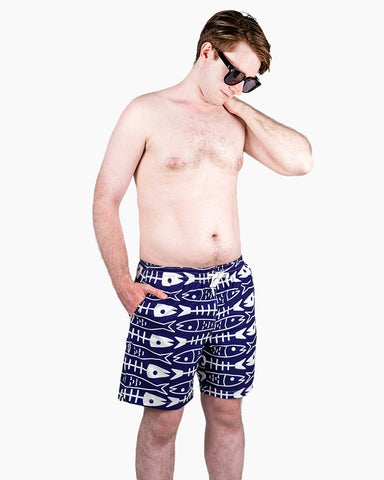 Men's Swim Beach Trunks - Fish Bone