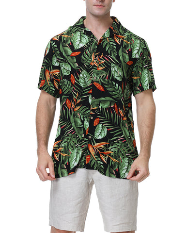 Summer Beach Flower-Print Camp Shirt