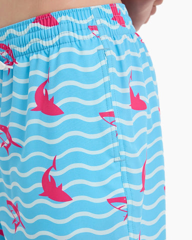 Men's Swim Beach Trunks - Blue&Pink Shark