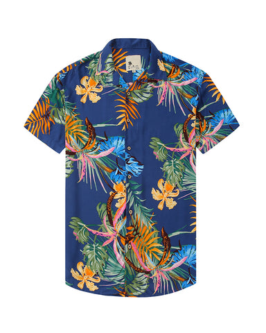 Summer Beach Flower-Print Camp Shirt