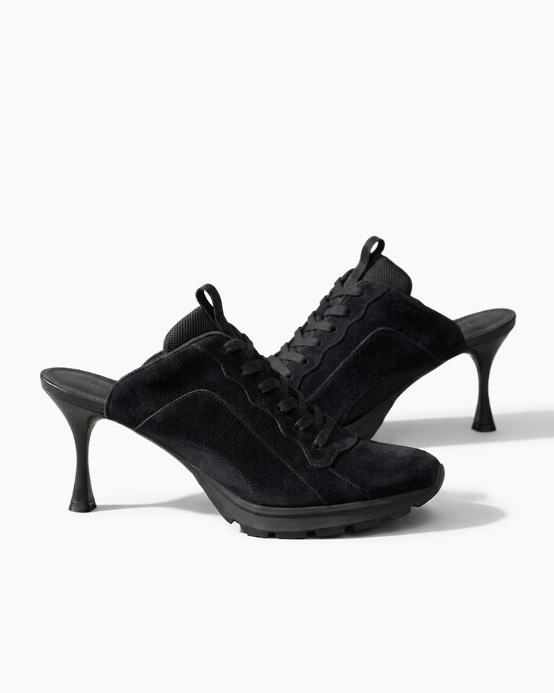 Women’s City Commute Suede High-Heel Sneaker-Red