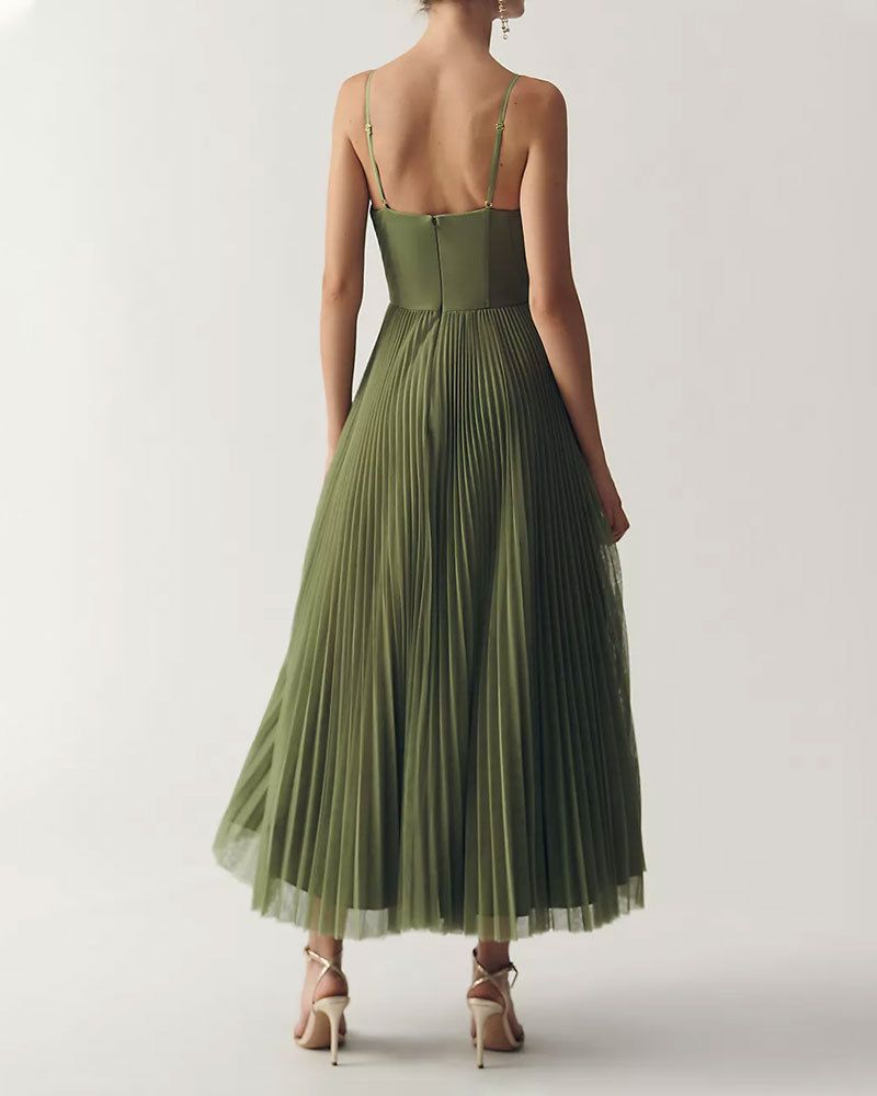Corset Pleated Tulle Fit & Flare Midi Dress Secondary image