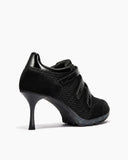 Triple-Strap Breathable Mesh High Heel Sneakers-Black