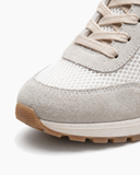 Suede and Mesh Lace-Up High-Heel Sneakers-Grey
