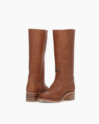 Women's Black Leather Knee-High Boots