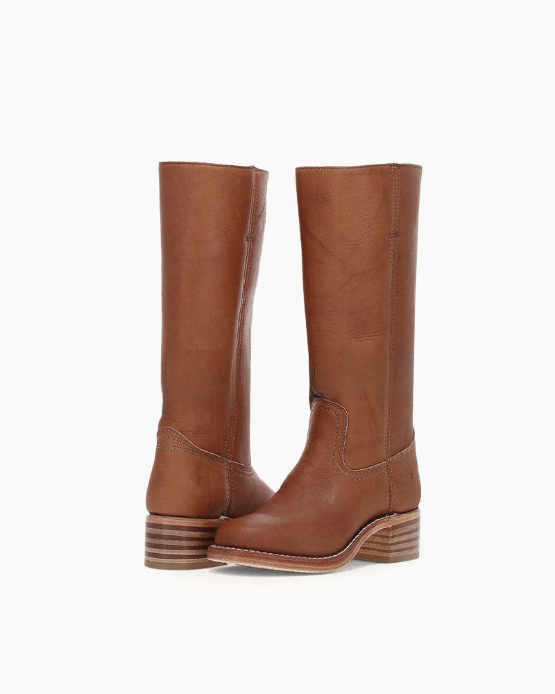 Women's Black Leather Knee-High Boots