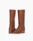 Women's Black Leather Knee-High Boots