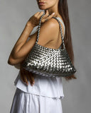 Silver Handwoven Metallic Shoulder Bag