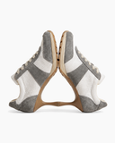 Suede and Mesh Lace-Up High-Heel Sneakers-Darkgrey