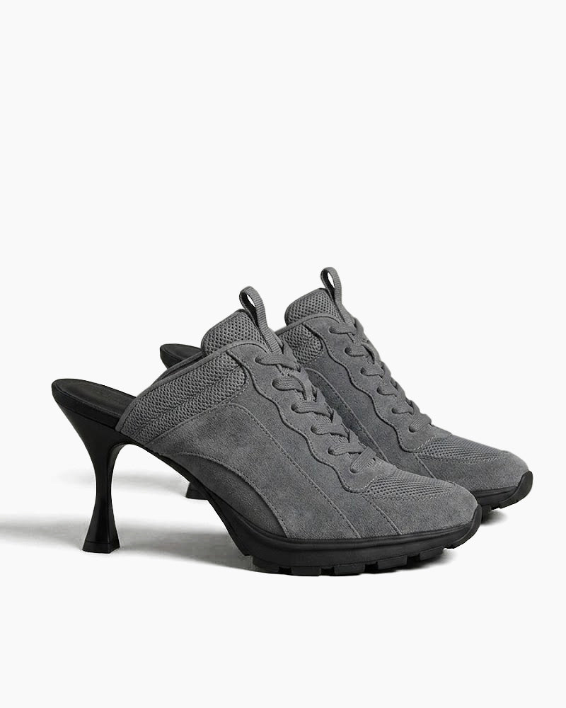 Women’s Grey Sport Chic Mesh High-Heel Sneaker Sandals