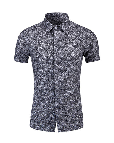 Oversized Printed Slim Fit Short Sleeve Shirt