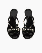 Women's Rockstud Rubber Slippers with Bow and Pyramid Studs