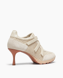 Triple-Strap Breathable Mesh High Heel Sneakers-Beige