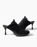 Women’s City Commute Suede High-Heel Sneaker-Black