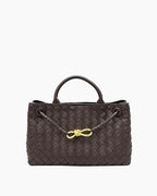 Women's Woven Leather Quilted Top Handle Bag