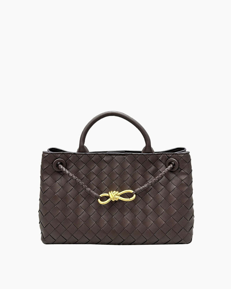 Women's Woven Leather Quilted Top Handle Bag