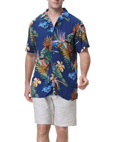 Summer Beach Flower-Print Camp Shirt