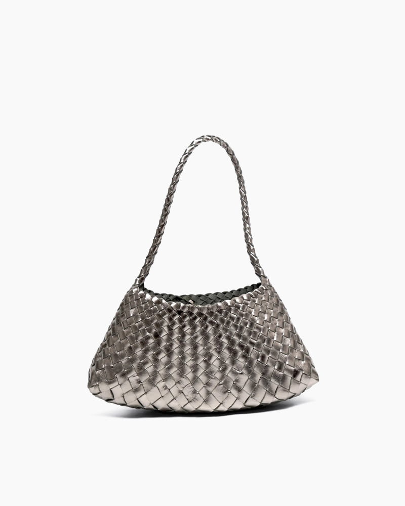 Silver Handwoven Metallic Shoulder Bag