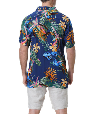 Summer Beach Flower-Print Camp Shirt