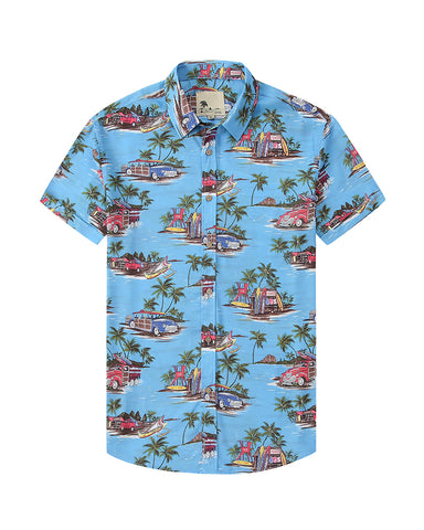 Summer Beach Flower-Print Camp Shirt