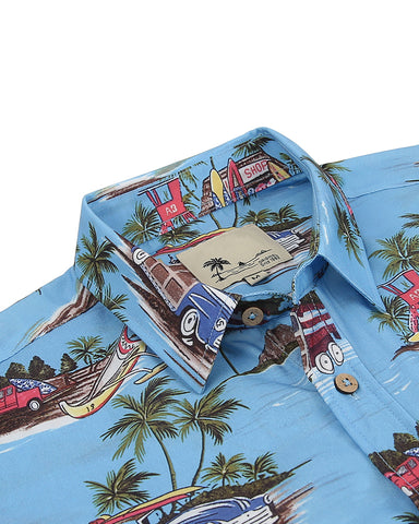 Summer Beach Flower-Print Camp Shirt