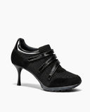 Triple-Strap Breathable Mesh High Heel Sneakers-Black