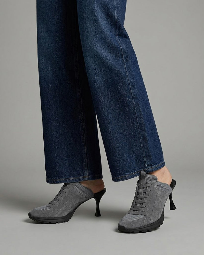 Women’s Grey Sport Chic Mesh High-Heel Sneaker Sandals