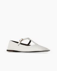 Square T-Strap Flat in Leather