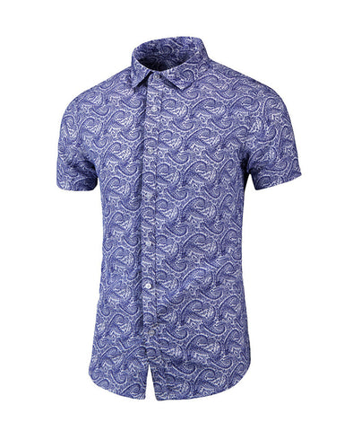 Oversized Printed Slim Fit Short Sleeve Shirt