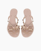 Women's Rockstud Rubber Slippers with Bow and Pyramid Studs