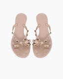 Women's Rockstud Rubber Slippers with Bow and Pyramid Studs