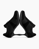 Suede and Mesh Lace-Up High-Heel Sneakers-Black