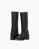 Women's Black Leather Knee-High Boots